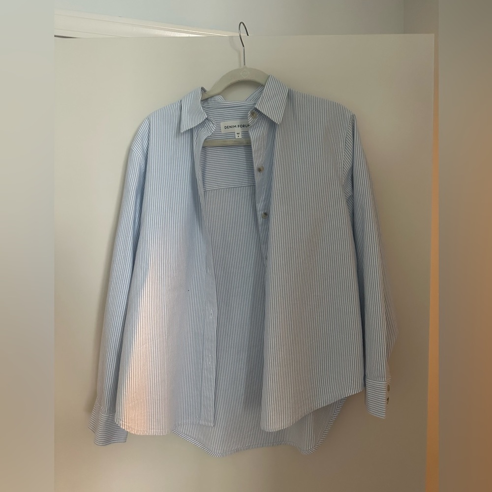 Aritzia Denim Forum Blue and White Size Button-Up